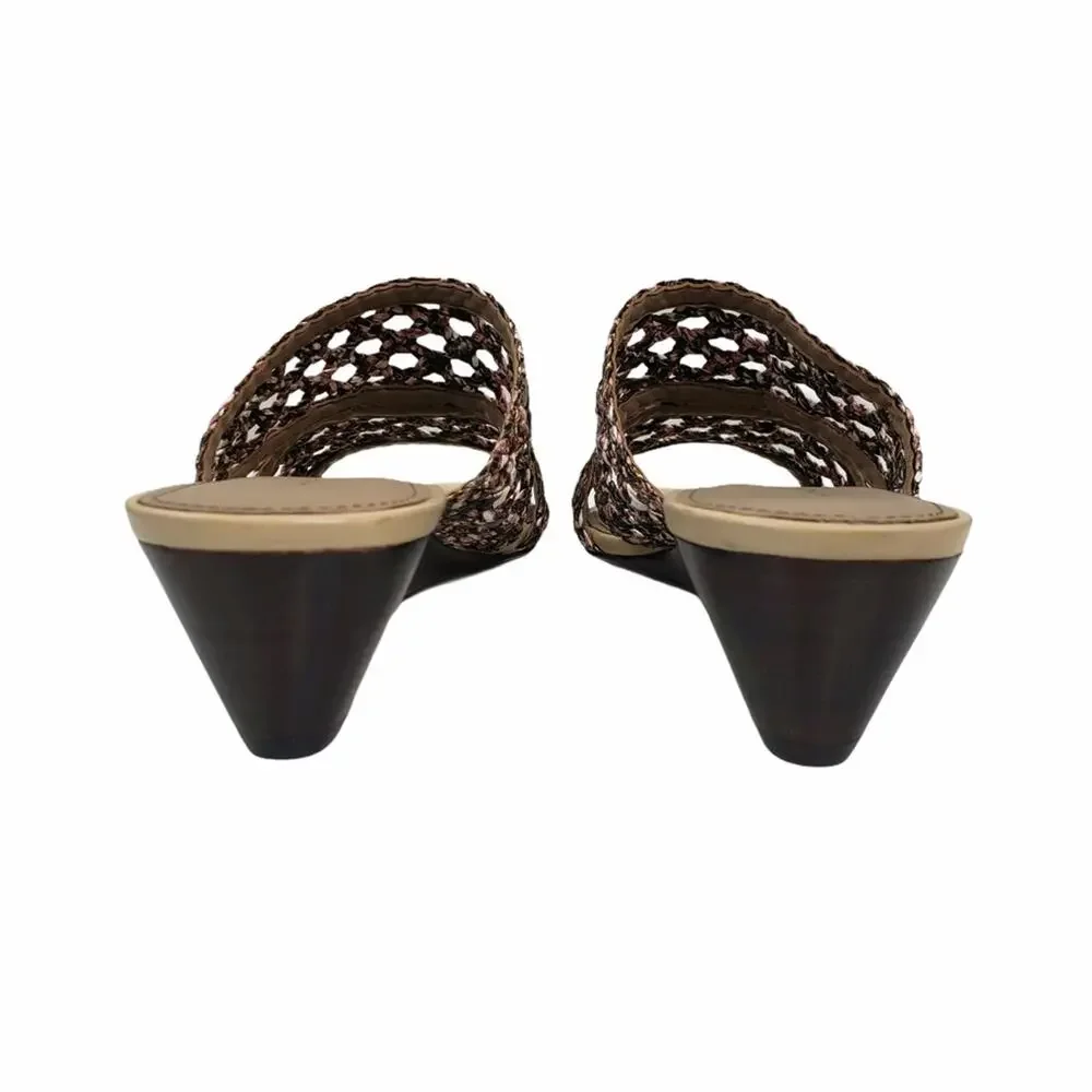 Donald Pliner Albi Woven Slide Leather Sandal Womens 8 Medium NEW